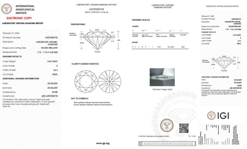 1.68ct ROUND BRILLIANT CUT LAB GROWN DIAMOND ENGAGEMENT RING - Image 3