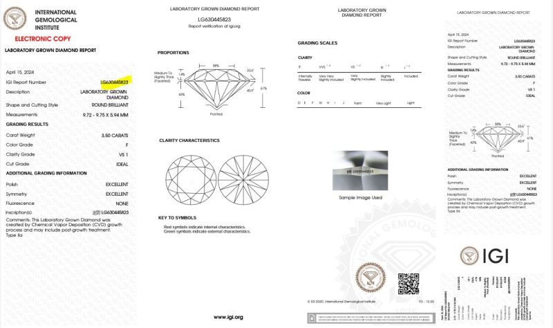 3.50ct F, VS1 ROUND BRILLIANT CUT LAB GROWN DIAMOND - Image 2
