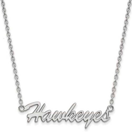 STERLING SILVER IOWA HAWKEYES SCRIPT NECKLACE