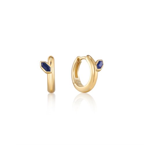 SECOND NATURE LAPIS EMBLEM HUGGIE HOOP EARRINGS