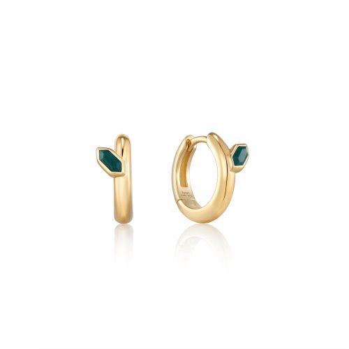 SECOND NATURE MALACHITE EMBLEM HUGGIE HOOP EARRINGS