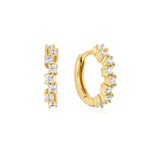 EAR EDIT SPARKLE CLUSTER HUGGIE HOOP EARRINGS