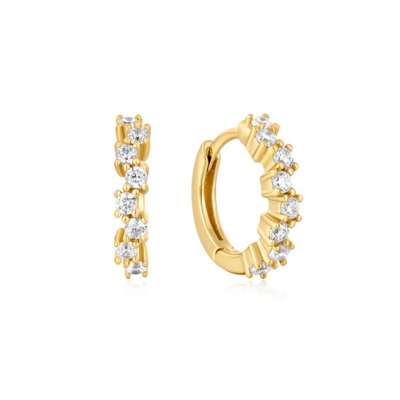EAR EDIT SPARKLE CLUSTER HUGGIE HOOP EARRINGS