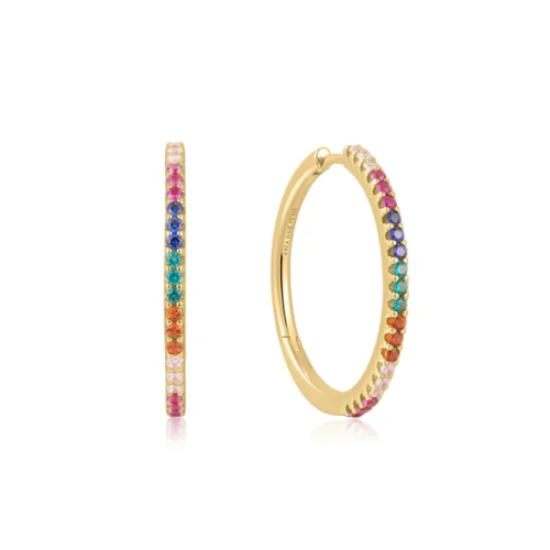 POP CHARMS RAINDBOW PAVE HOOP EARRINGS