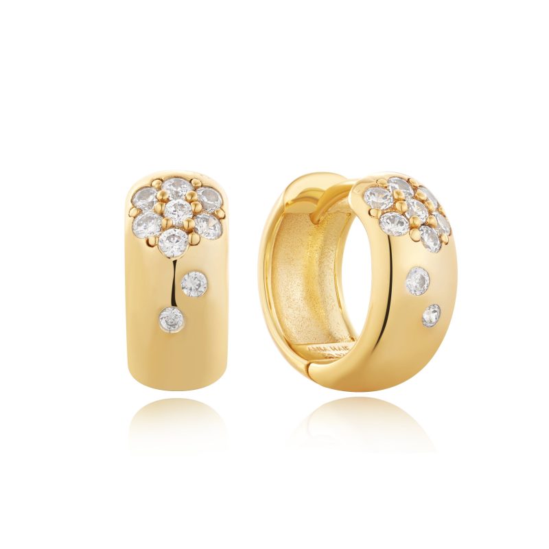 MODERN MUSE SPARKLE CHUBBY HUGGIE HOOP EARRINGS