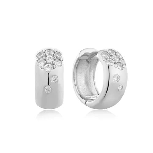 MODERN MUSE SPARKLE CHUBBY HUGGIE HOOP EARRINGS