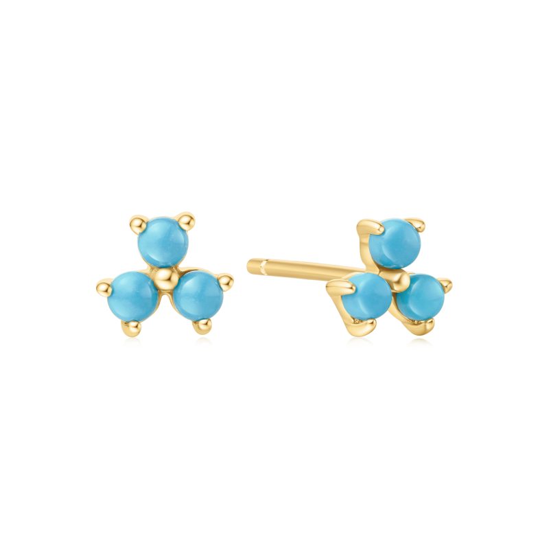 CHILL VOYAGER LAB CREATED TURQUOISE LOTUS STUD EARRINGS