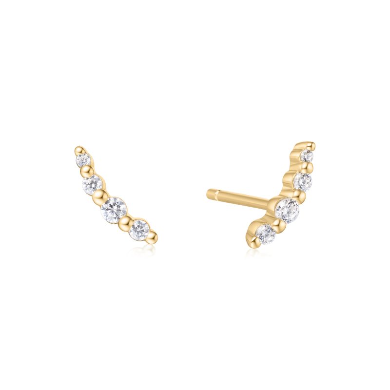 MISS DAINTY BEZEL BEADED STONE STUD EARRINGS