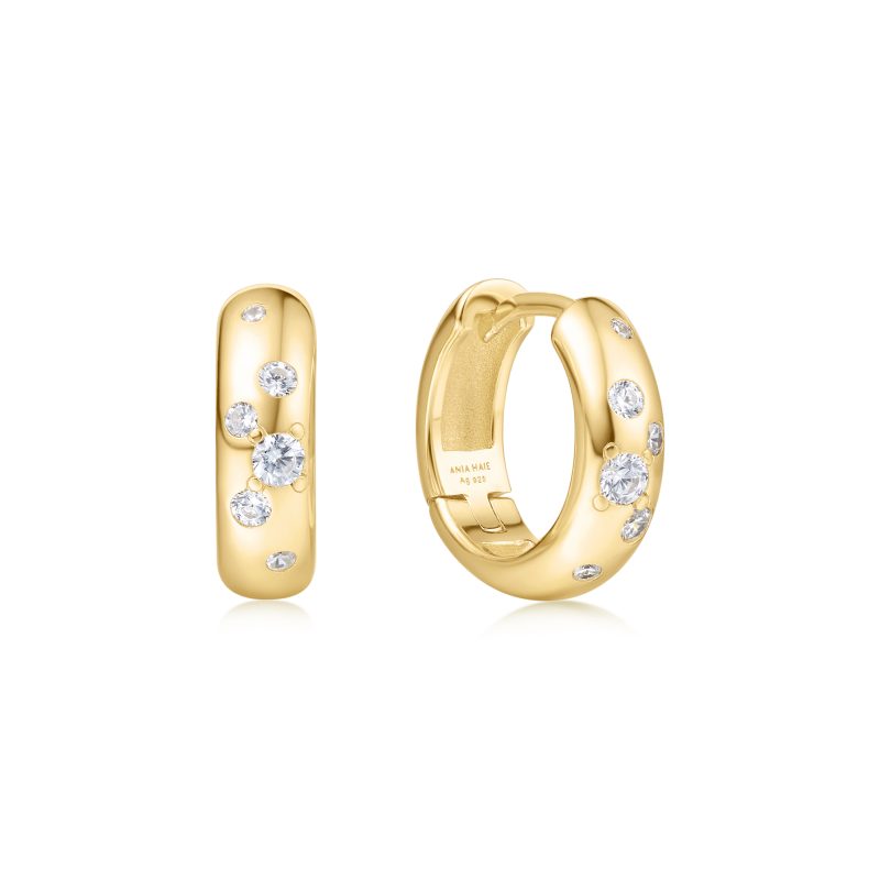 MISS DAINTY SMALL CHUBBY SPARKLING HUGGIE HOOP EARRINGS