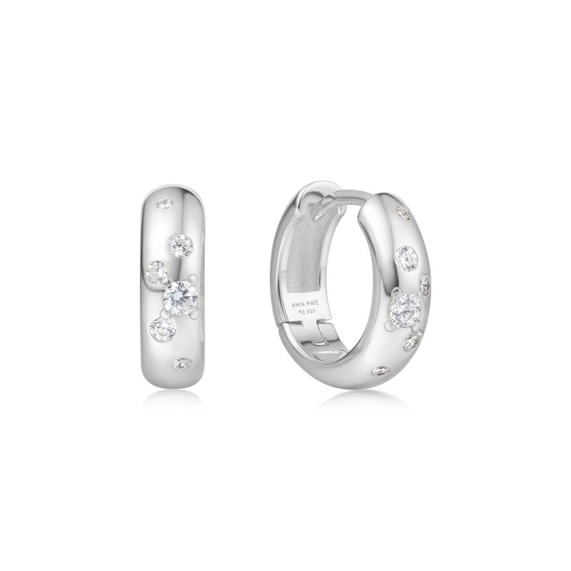 MISS DAINTY SMALL CHUBBY SPARKLING HUGGIE HOOP EARRINGS