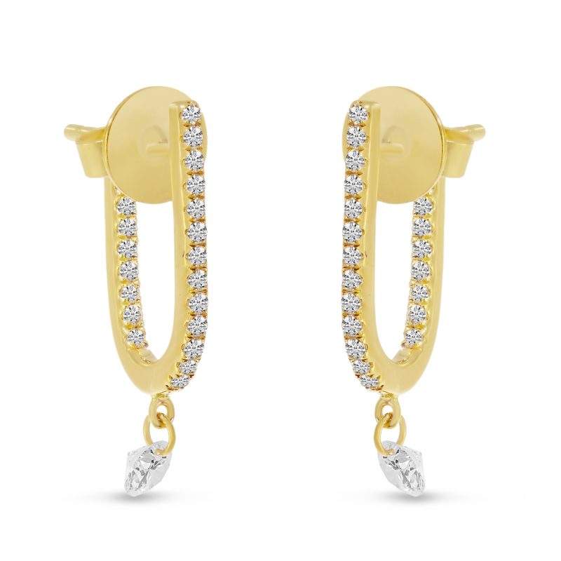 DIAMOND GEOMETRIC HOOP EARRINGS - Image 2