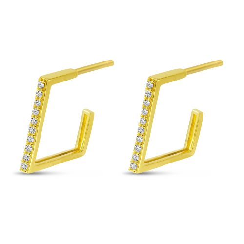 DIAMOND GEOMETRIC HUGGIE HOOP EARRINGS