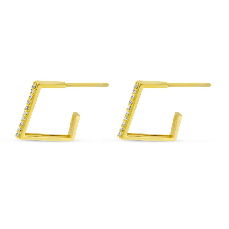 DIAMOND GEOMETRIC HUGGIE HOOP EARRINGS - Image 3