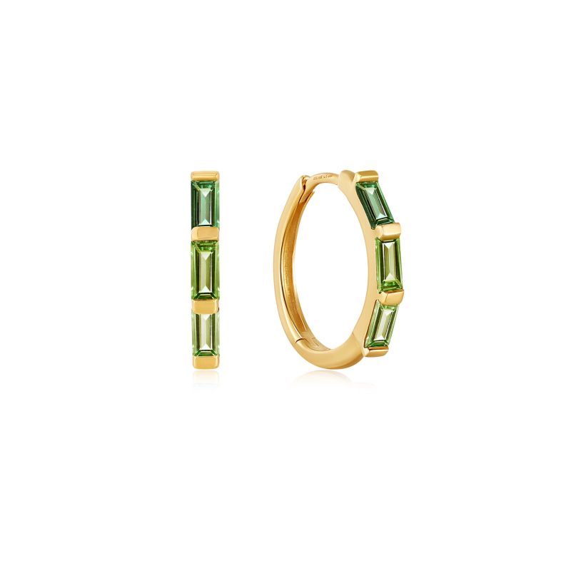 GREEN TOURMALINE HUGGIE HOOP EARRINGS
