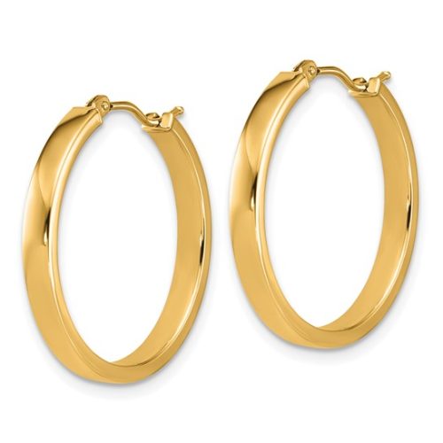 POLISHED SQUARE TUBE ROUND HOOP EARRINGS