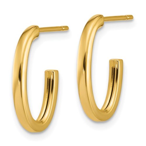 POLISHED FLAT OVAL POST J-HOOP EARRINGS