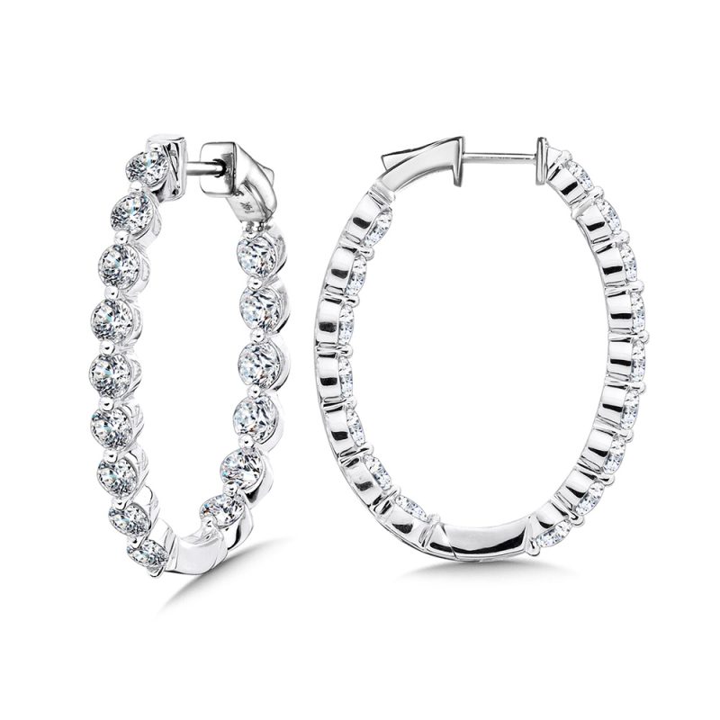 1.50ct TOTAL WEIGHT INSIDE OUT DIAMOND HOOP EARRINGS