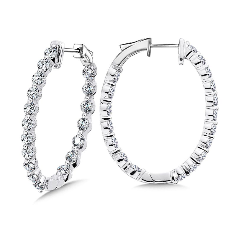 2.50ct TOTAL WEIGHT INSIDE OUT DIAMOND HOOP EARRINGS