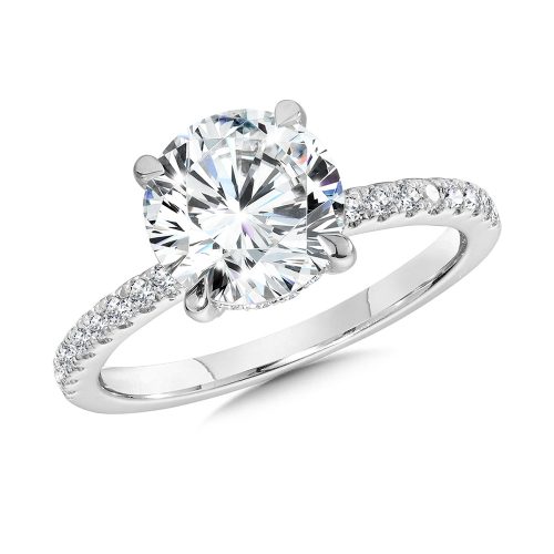 2.14ct ROUND BRILLIANT CUT LAB GROWN DIAMOND ENGAGEMENT RING WITH HIDDEN HALO