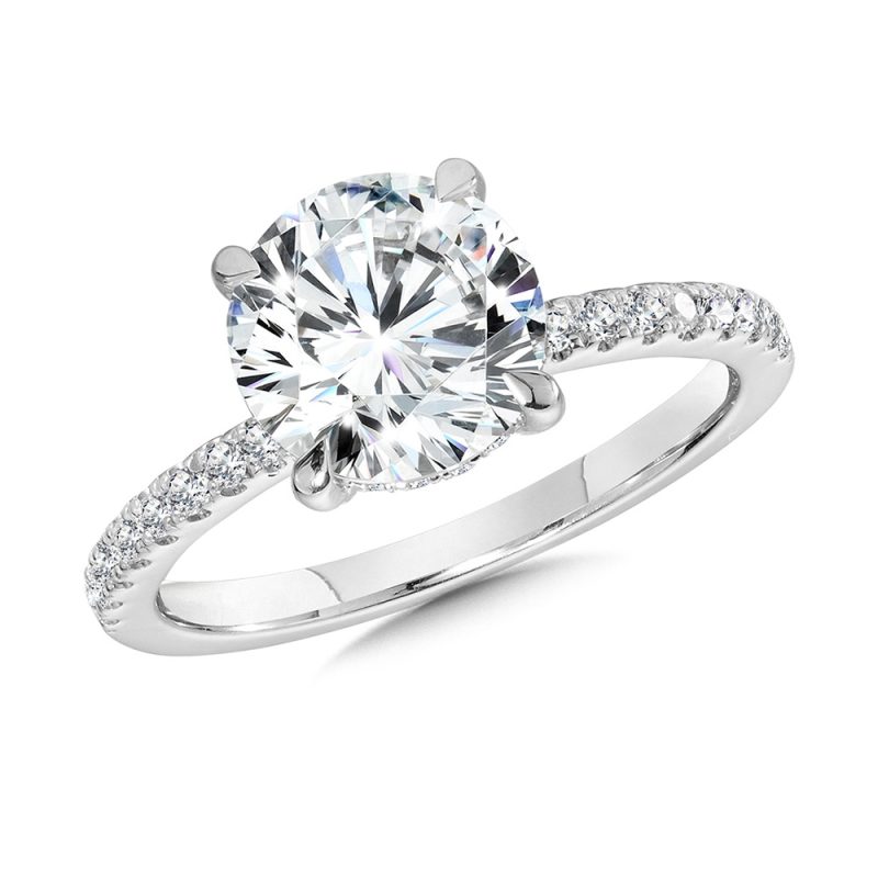2.14ct ROUND BRILLIANT CUT LAB GROWN DIAMOND ENGAGEMENT RING WITH HIDDEN HALO