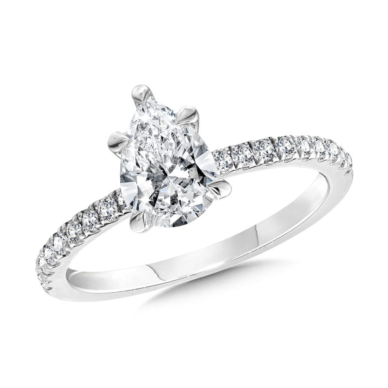 1.60ct PEAR CUT LAB GROWN DIAMOND ENGAGEMENT RING WITH HIDDEN HALO