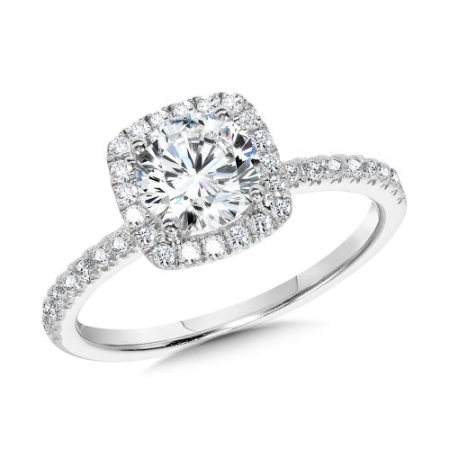 1.62ct ROUND BRILLIANT CUT LAB GROWN DIAMOND HALO ENGAGEMENT RING
