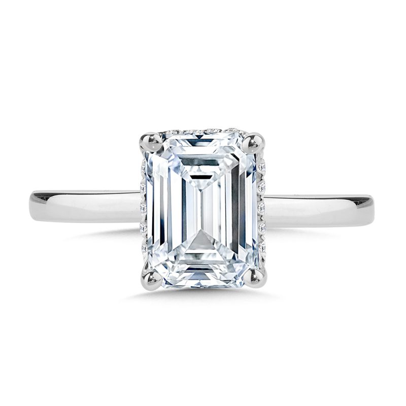 2.04ct EMERALD CUT LAB GROWN DIAMOND SOLITAIRE ENGAGEMENT RING WITH HIDDEN HALO - Image 3