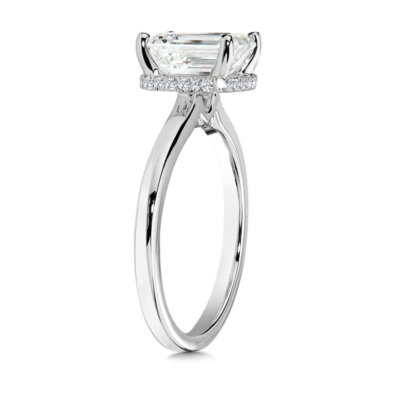 2.04ct EMERALD CUT LAB GROWN DIAMOND SOLITAIRE ENGAGEMENT RING WITH HIDDEN HALO - Image 4