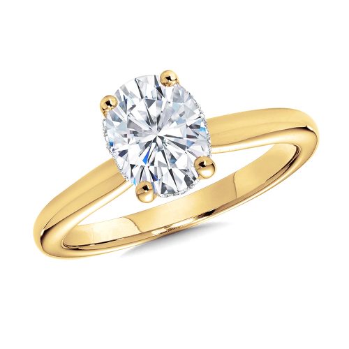 2.03ct OVAL CUT LAB GROWN DIAMOND SOLITAIRE ENGAGEMENT RING WITH HIDDEN HALO
