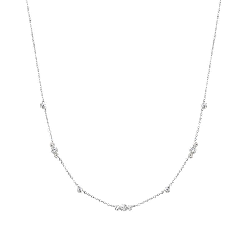 MISS DAINTY SPARKLING BEZEL CZ STATION NECKLACE