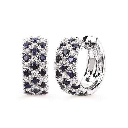 SAPPHIRE & DIAMOND HUGGIE HOOP EARRINGS