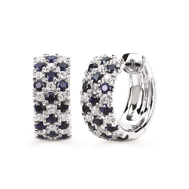 SAPPHIRE & DIAMOND HUGGIE HOOP EARRINGS