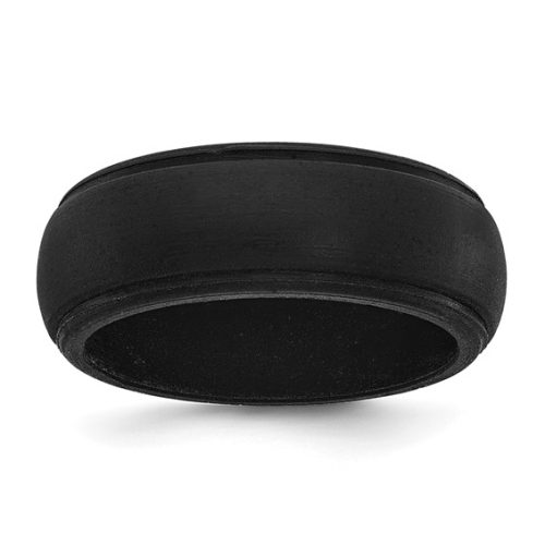 8MM SILICONE BLACK RIDGED EDGE BAND