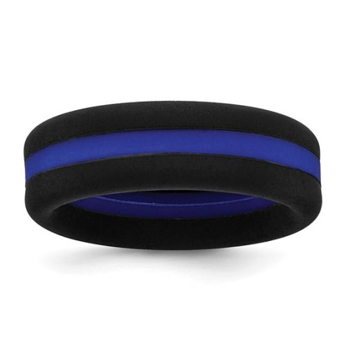 7.5MM SILICONE BLACK WITH BLUE LINE CENTER BAND