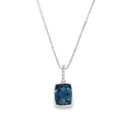 LONDON BLUE TOPAZ & DIAMOND NECKLACE