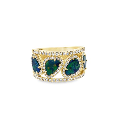 BOULDER OPAL AND DIAMOND RING