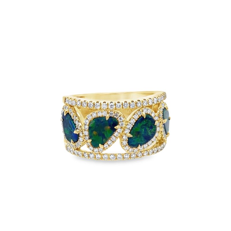 BOULDER OPAL AND DIAMOND RING