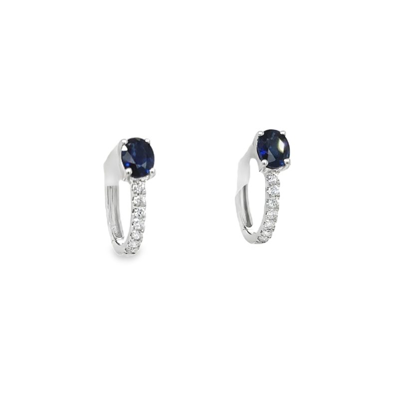 SAPPHIRE & DIAMOND HOOP EARRINGS - Image 2