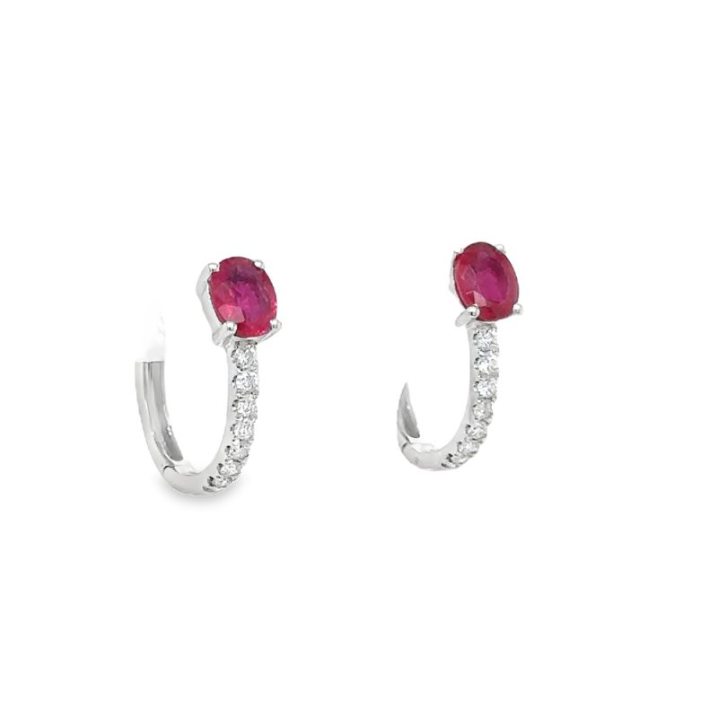 RUBY & DIAMOND HOOP EARRINGS - Image 2