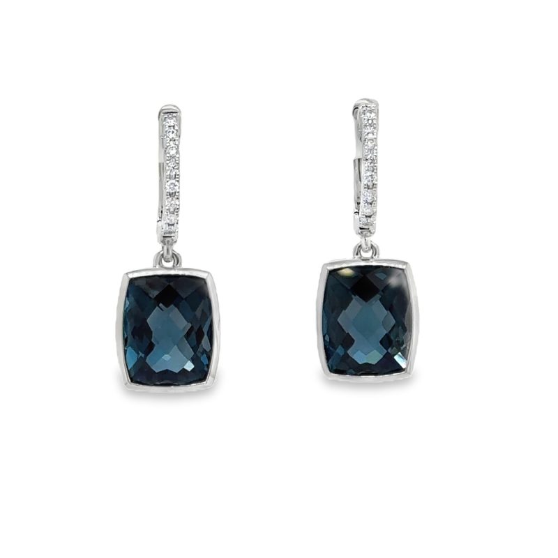 LONDON BLUE TOPAZ & DIAMOND DANGLE EARRINGS