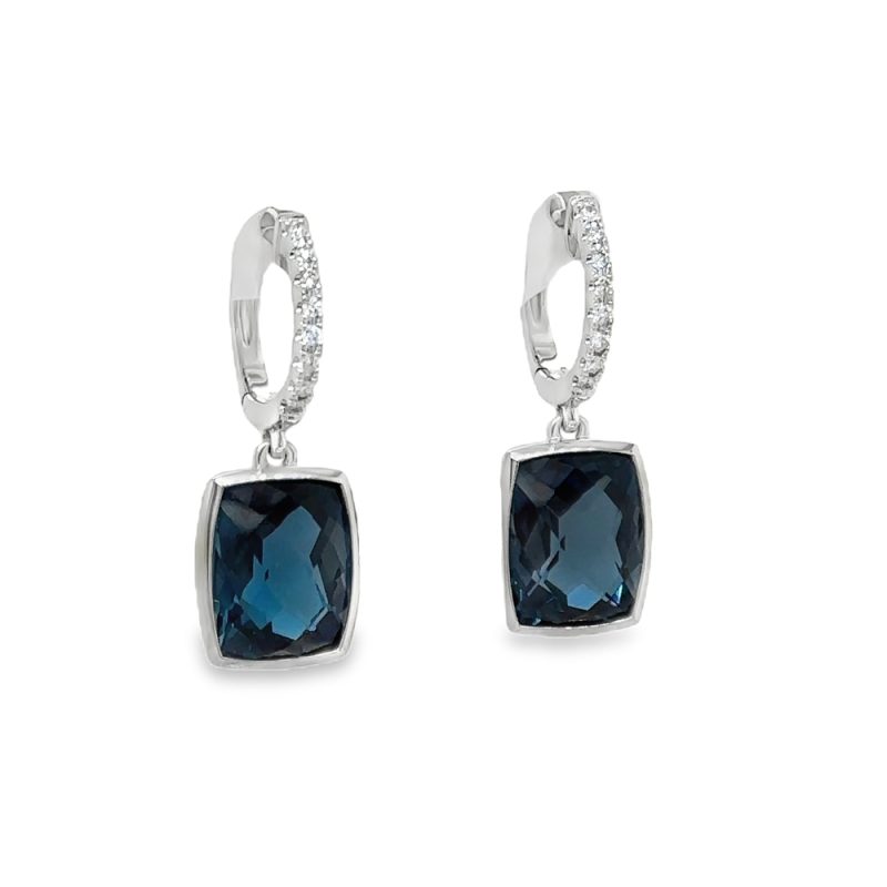 LONDON BLUE TOPAZ & DIAMOND DANGLE EARRINGS - Image 2