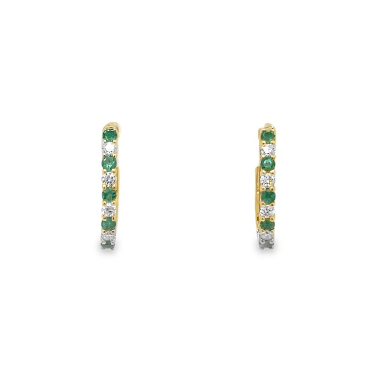 EMERALD & DIAMOND HOOP EARRINGS - Image 2