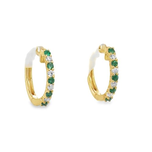 EMERALD & DIAMOND HOOP EARRINGS