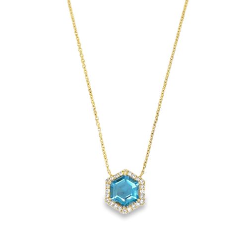 SWISS BLUE TOPAZ & DIAMOND NECKLACE