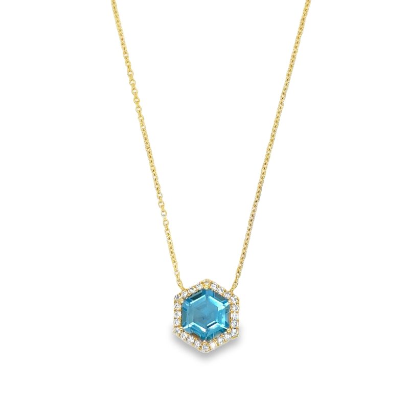 SWISS BLUE TOPAZ & DIAMOND NECKLACE