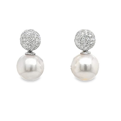 9mm PEARL & DIAMOND EARRINGS