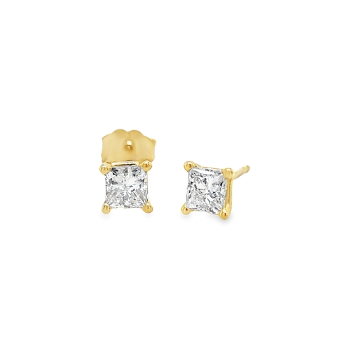 0.97ct TOTAL WEIGHT PRINCESS CUT DIAMOND STUD EARRINGS