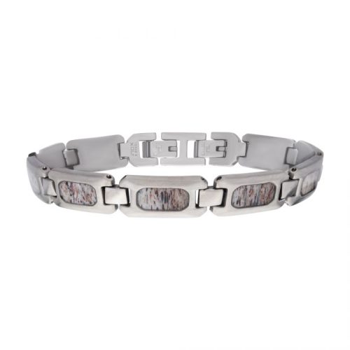 MATTE FINISH DEER ANTLER INLAY LINK BRACELET