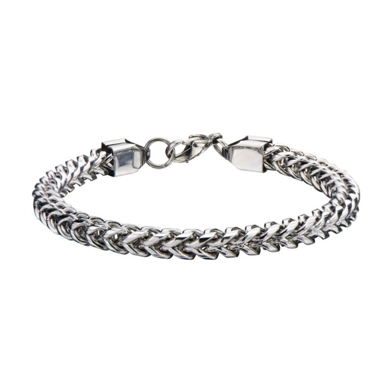 STAINLESS STEEL ROUNDED FRANCO CHAIN BRACELET