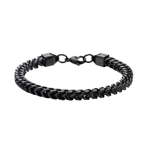 BLACK IP STAINLESS STEEL ROUNDED FRANCO CHAIN BRACELET